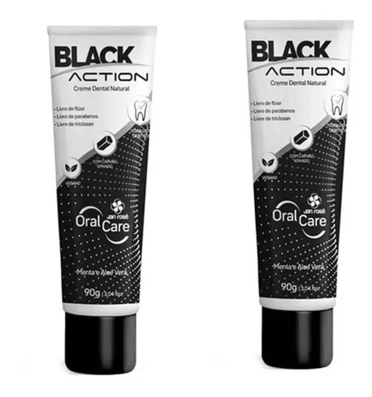 Kit 2un Pasta Dental Black Action Clareia Dentes Com Carvão